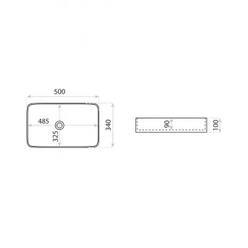 Umywalka nablatowa czarna Lavita Vesi Black 50x34cm